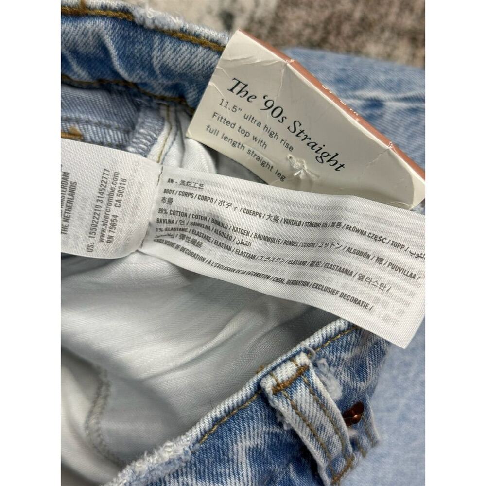 Abercrombie & Fitch Women's Ultra High Rise 90’s Straight Jeans Sz 37 Blue - Picture 7 of 7